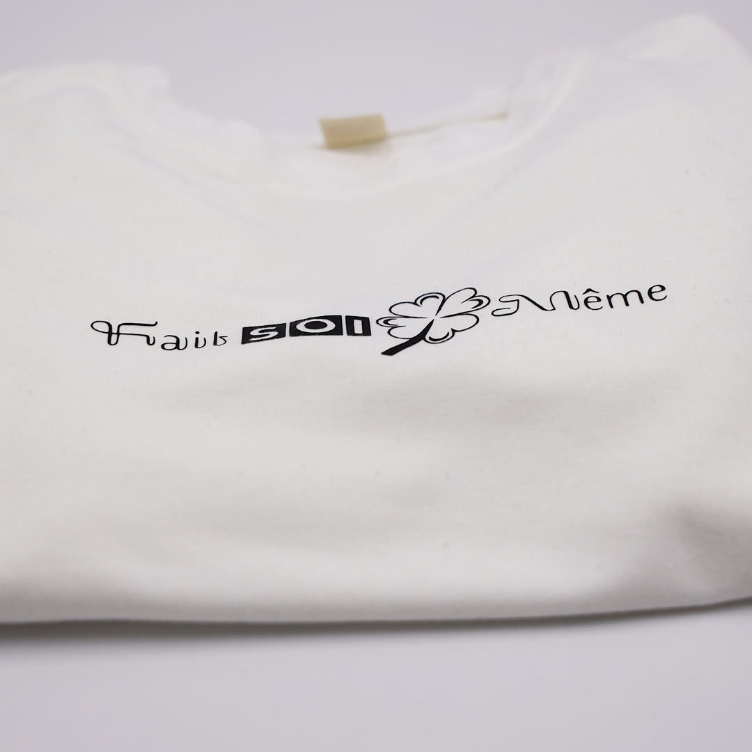 White FSM Sweater Kids met Zwarte Opdruk (Maat 120) - Afbeelding 3