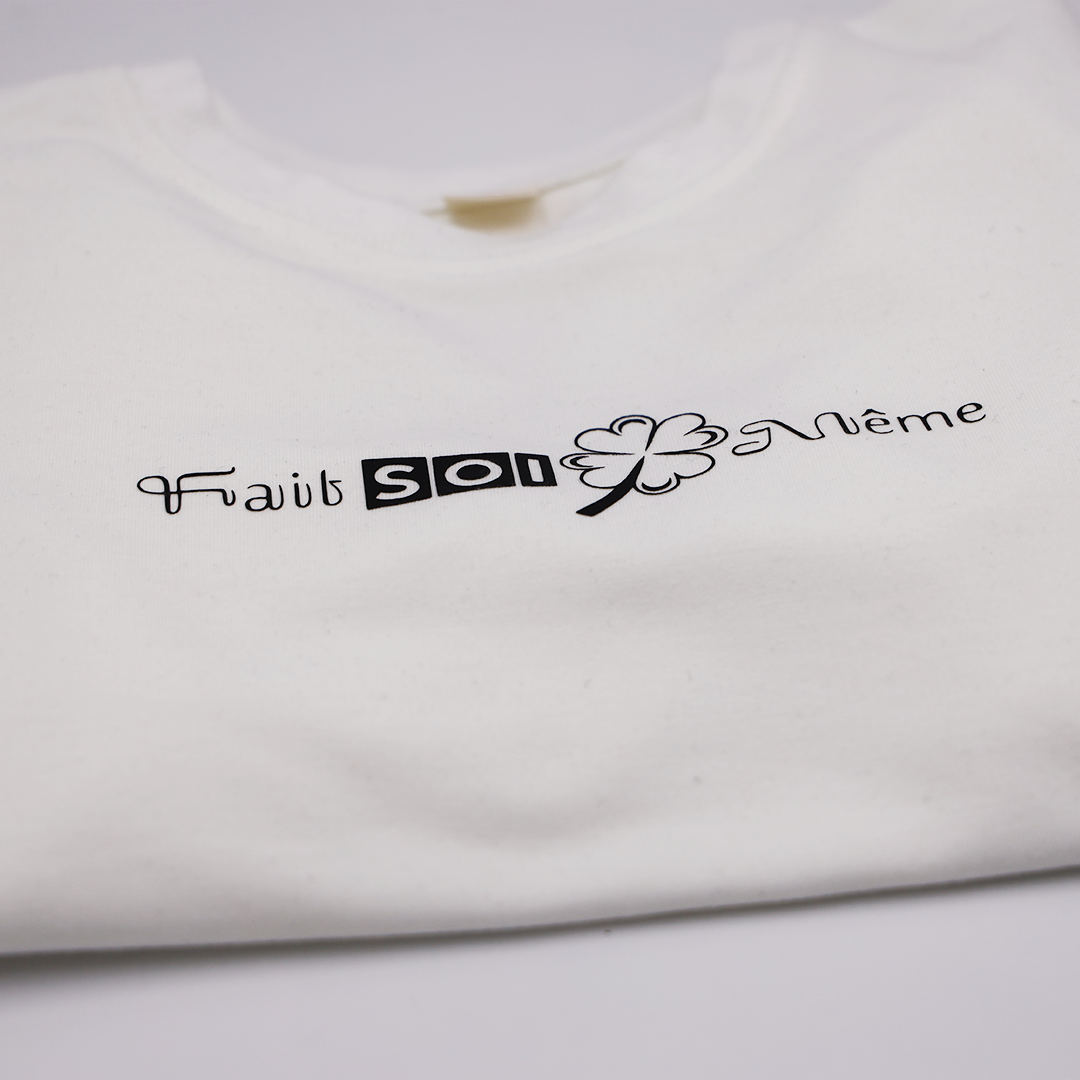 White FSM Sweater Kids met Zwarte Opdruk (Maat 120)